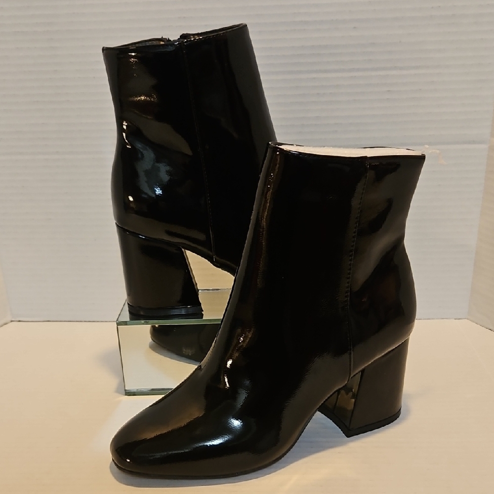 Elegant Black Patent Ankle Booties